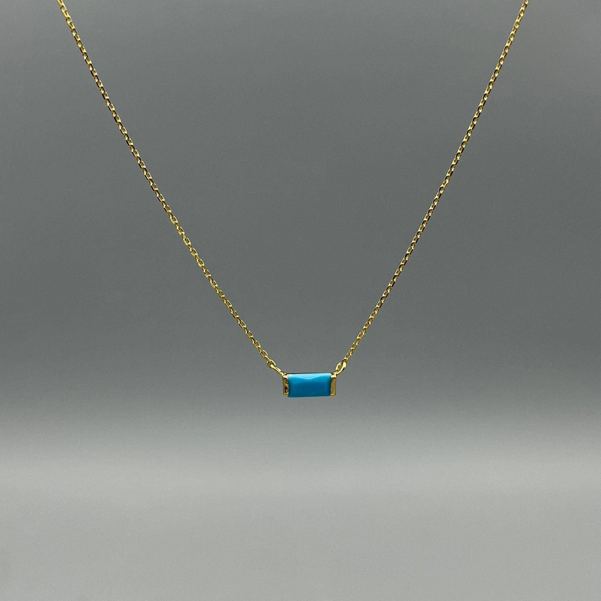 Gold Baguette Birthstone Necklace