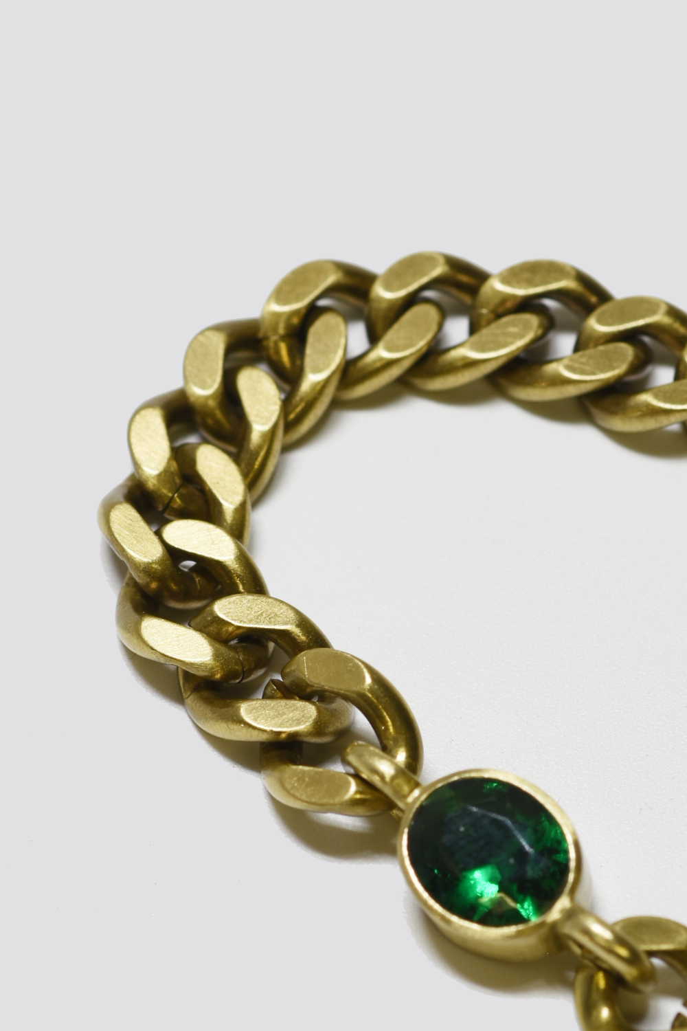 9mm Brass Chain w. Green Zircon Bracelet
