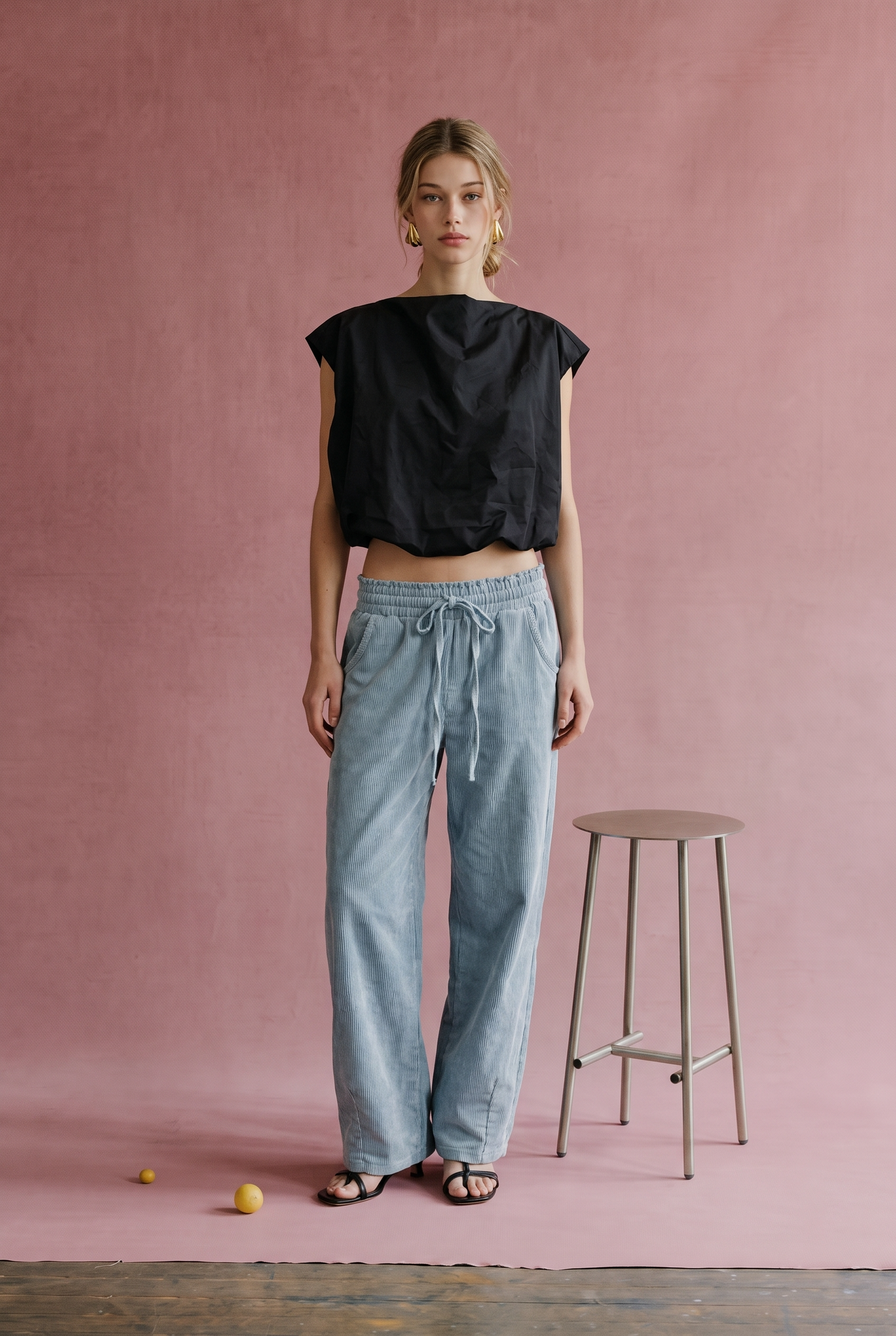 OT1026 Bubble Hem Sleeveless Top