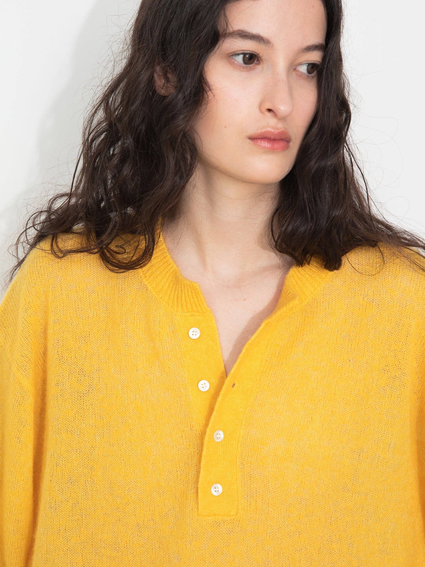 Henley Neck Loose-Fit Long-Sleeve Cover-Up