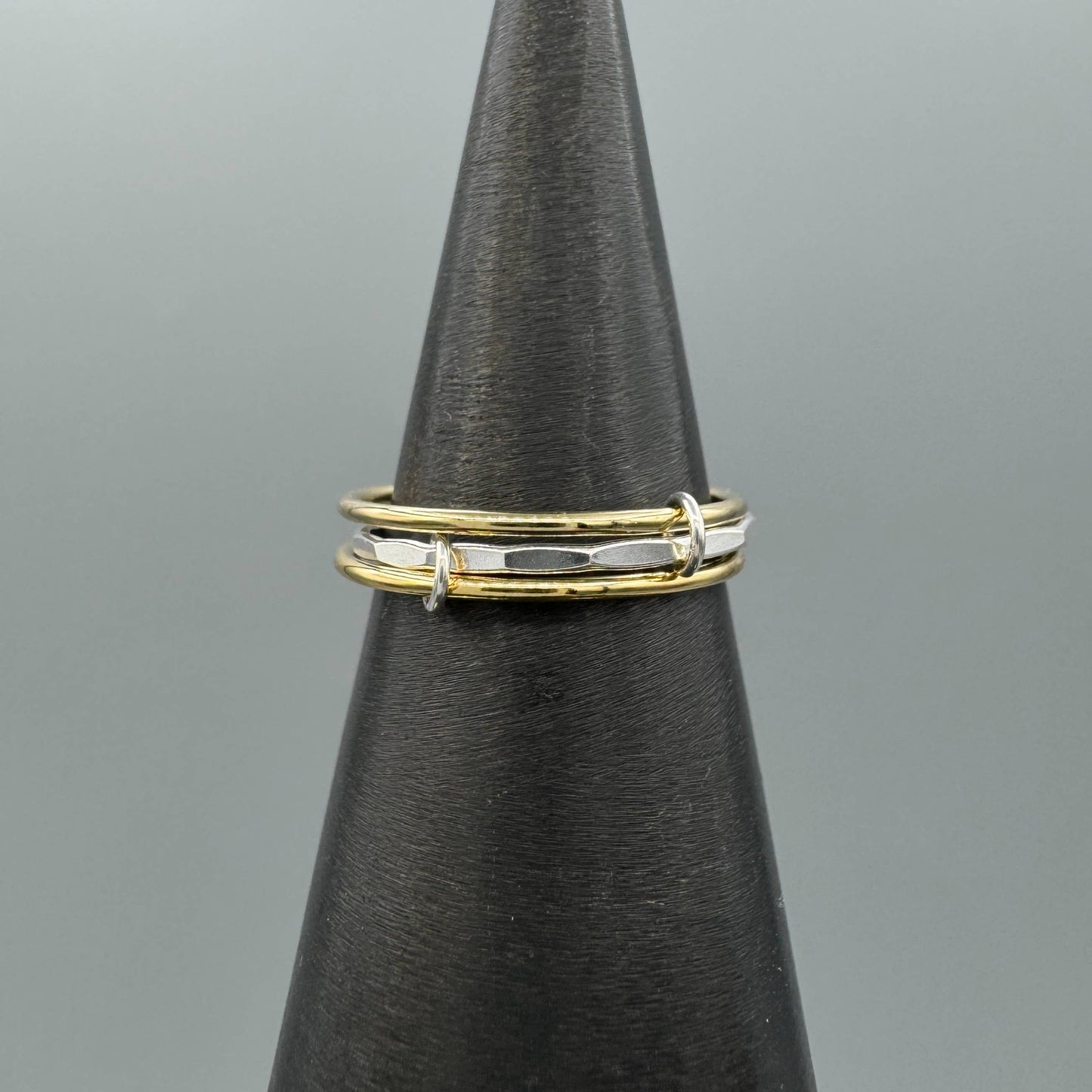 Two Tone Linked Hammered Stacking Rings
