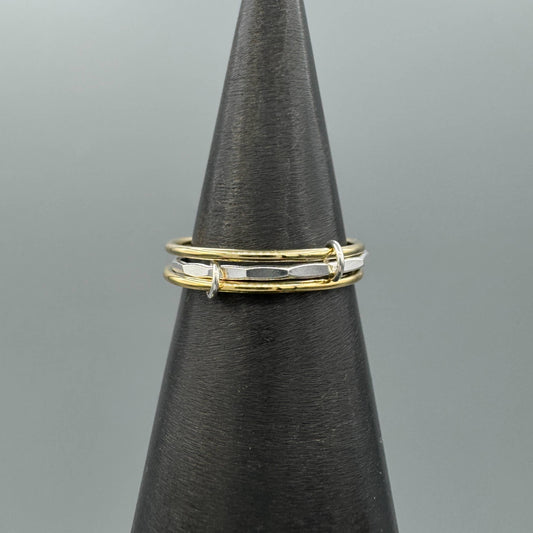 Two Tone Linked Hammered Stacking Rings