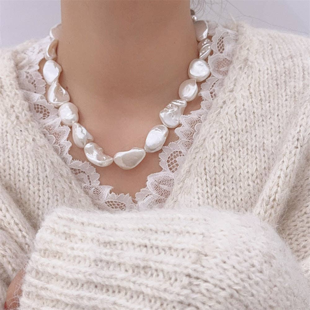 Elegant Irregular Baroque Pearl Choker Necklace MK2ZCEP6W6JNC288
