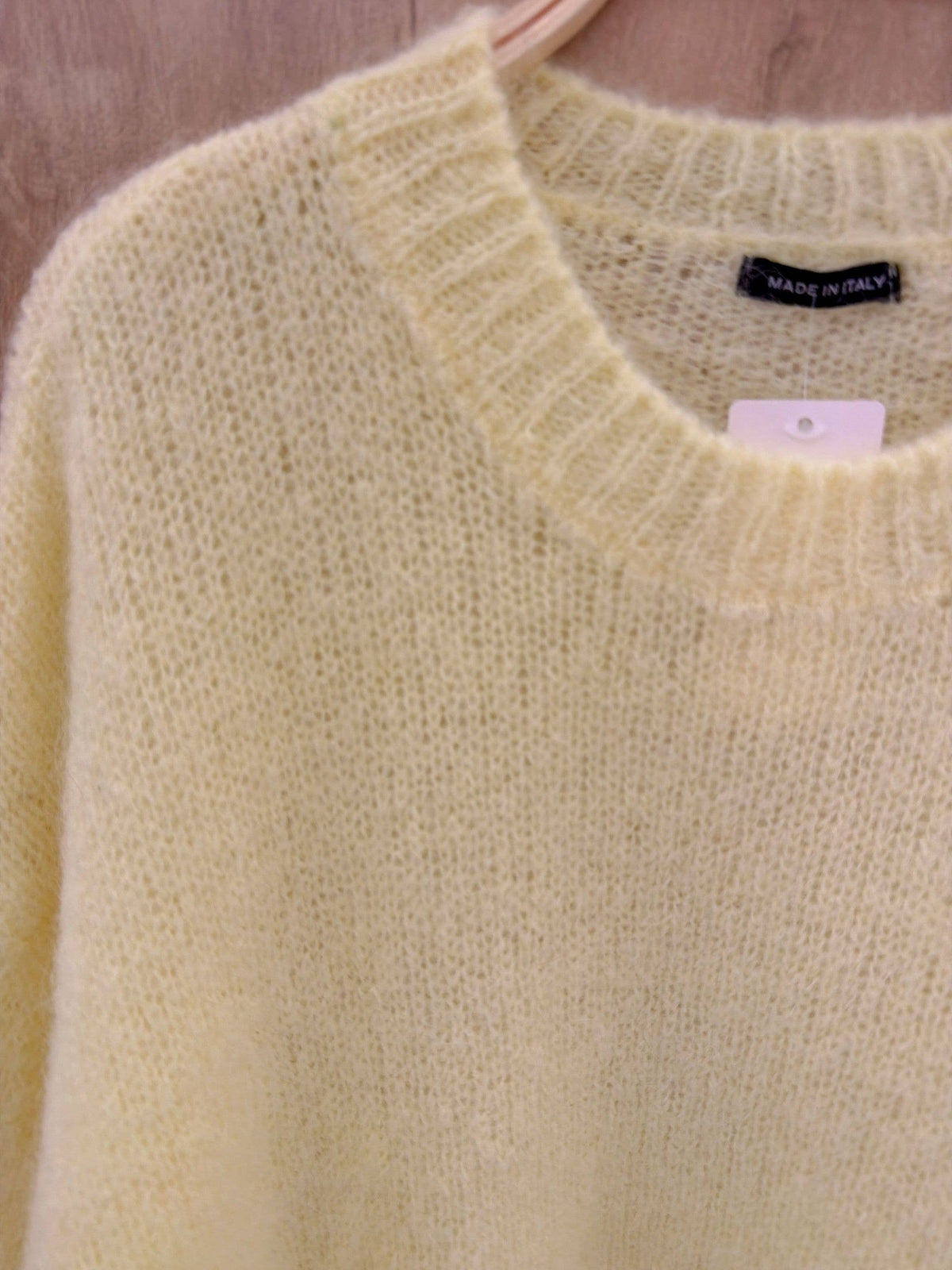 Round-neck pullover in kid mohair & wool - Made in Italy