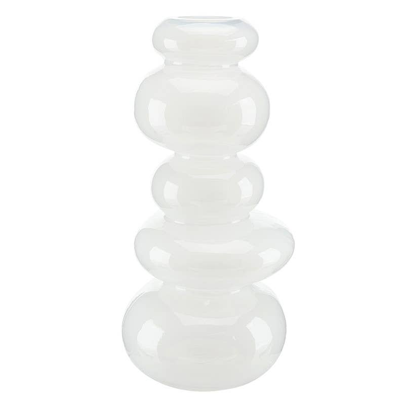 Organic Glass Vase - White Frost