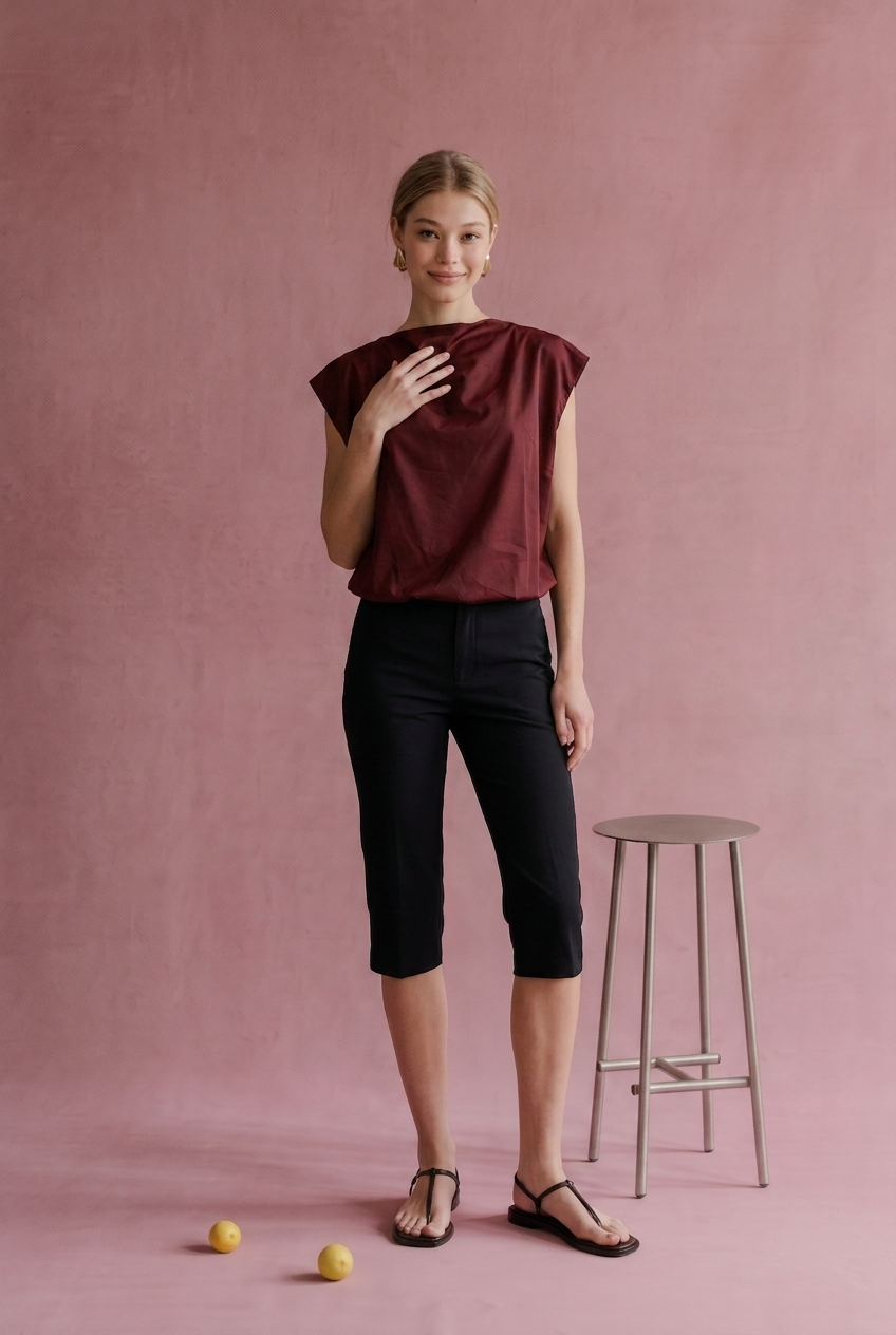 OT1026 Bubble Hem Sleeveless Top