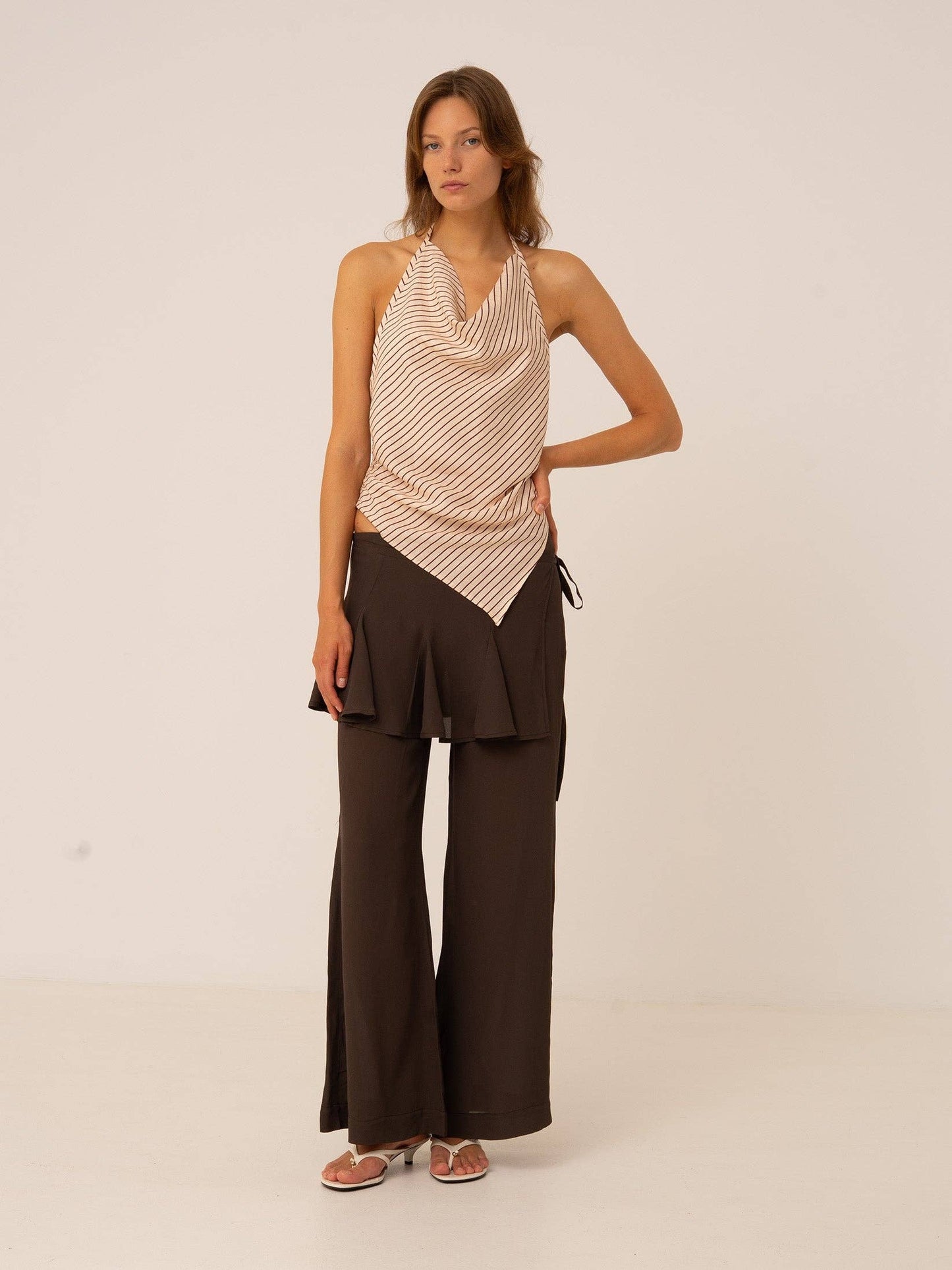 Pisco Flared Pants With Wrapped Skirt Details