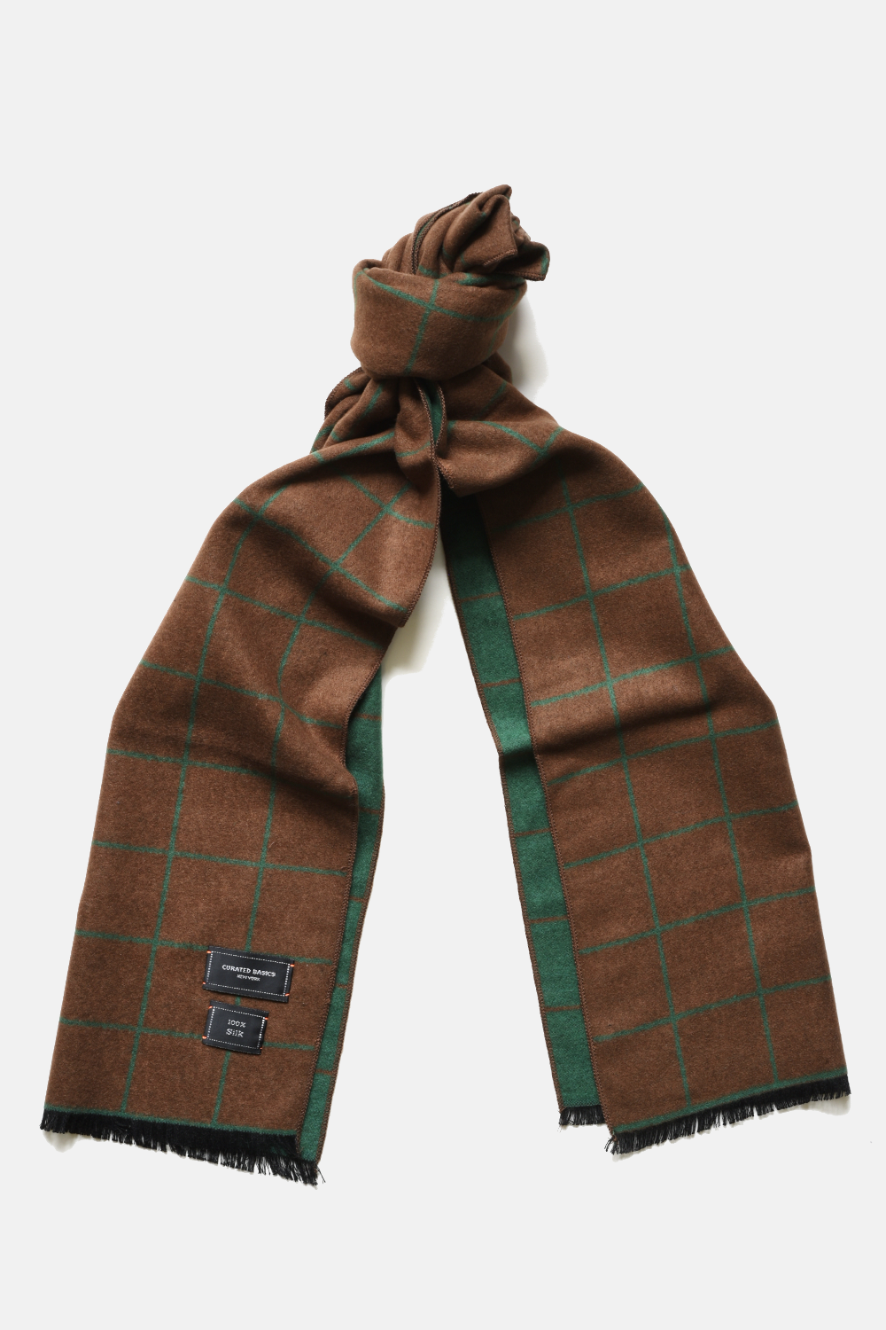 Brushed Silk Window-Pane Scarf