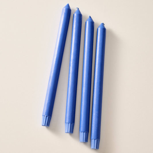 Anget Cobalt Palm Wax Taper Candles - Set of 4