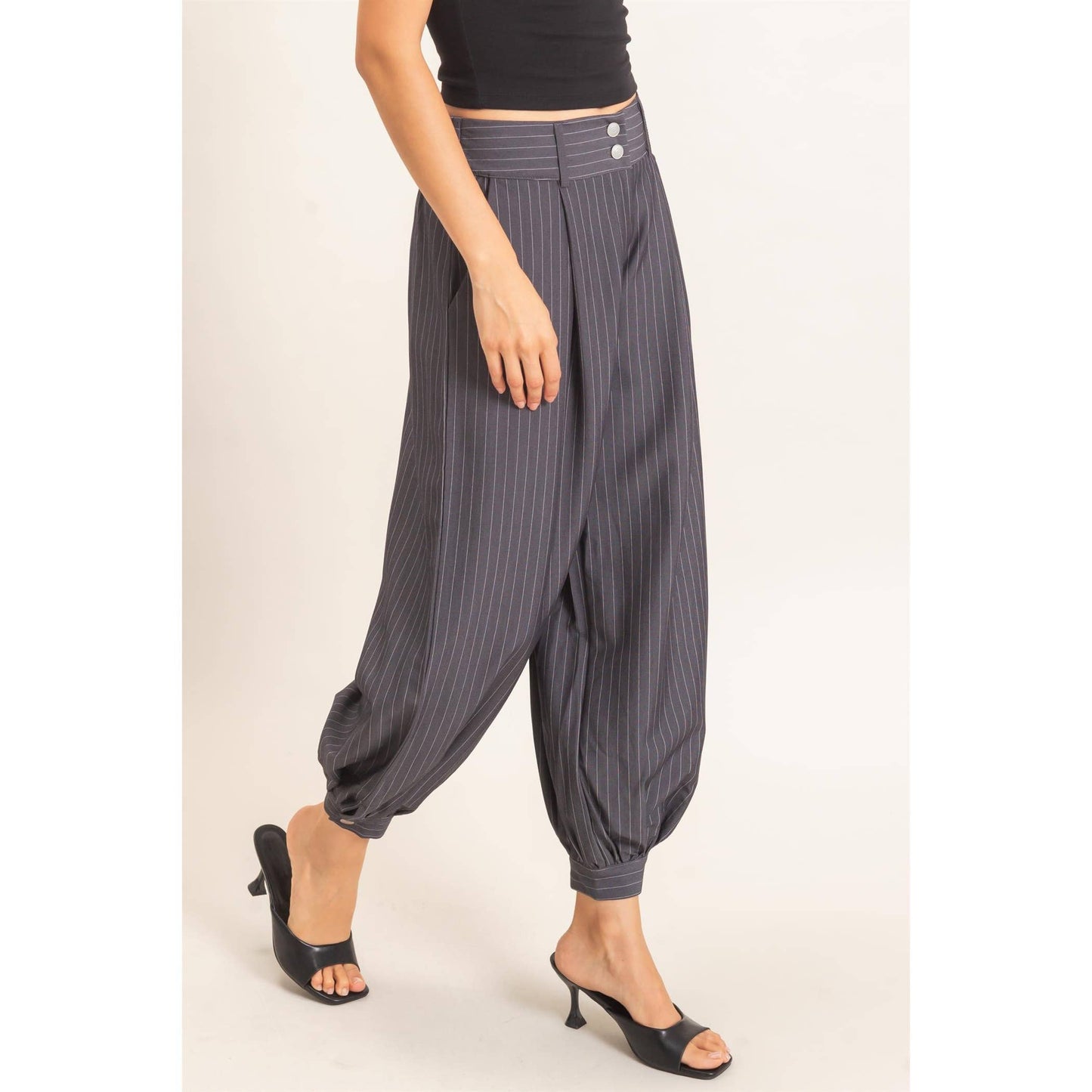 Pinstripe High-Waist Trousers