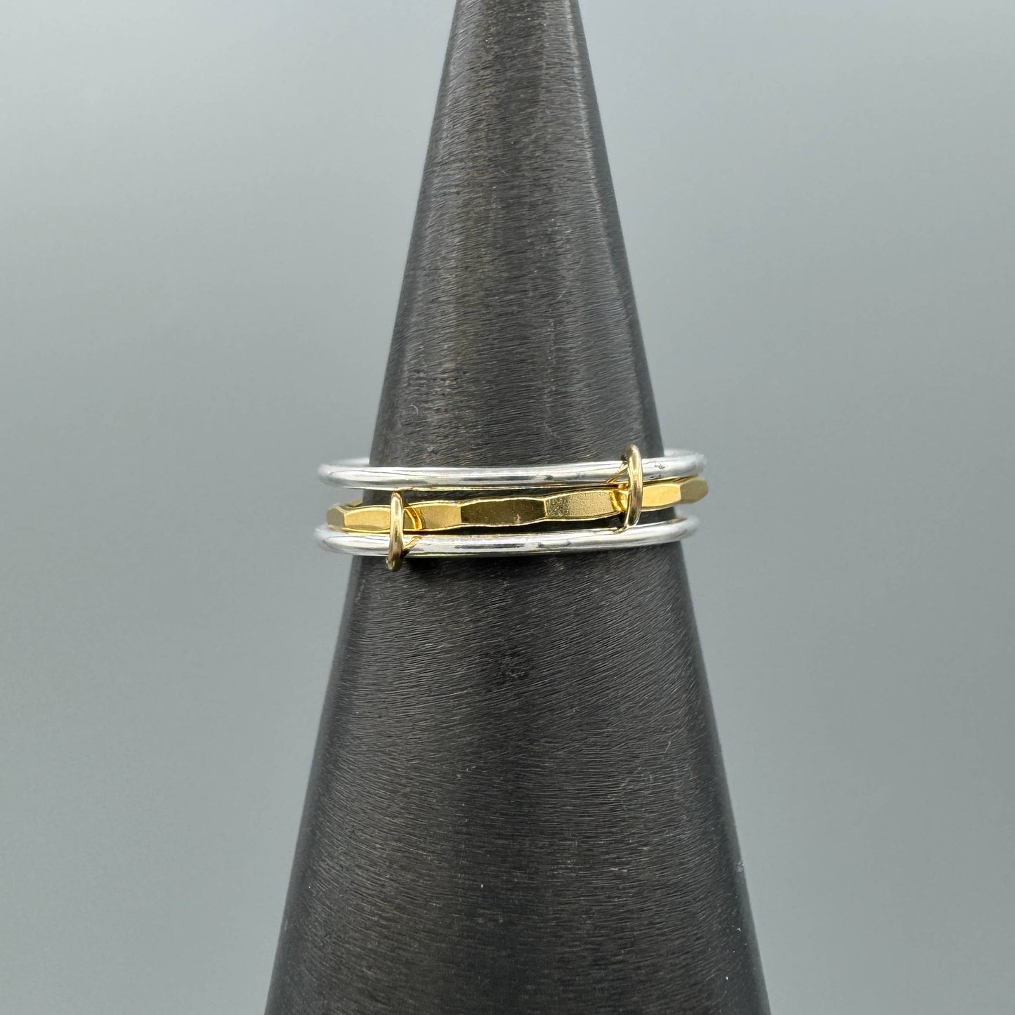 Two Tone Linked Hammered Stacking Rings