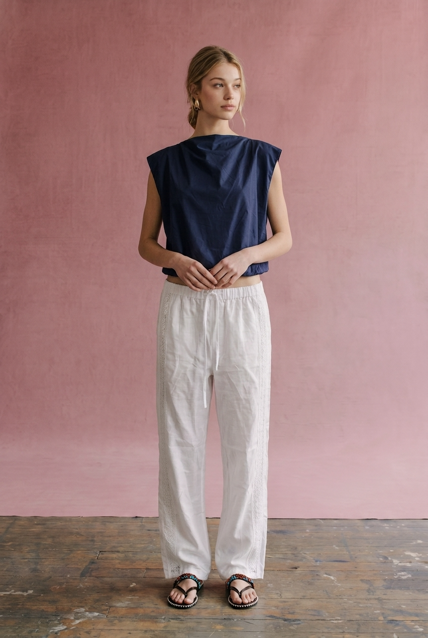 OT1026 Bubble Hem Sleeveless Top