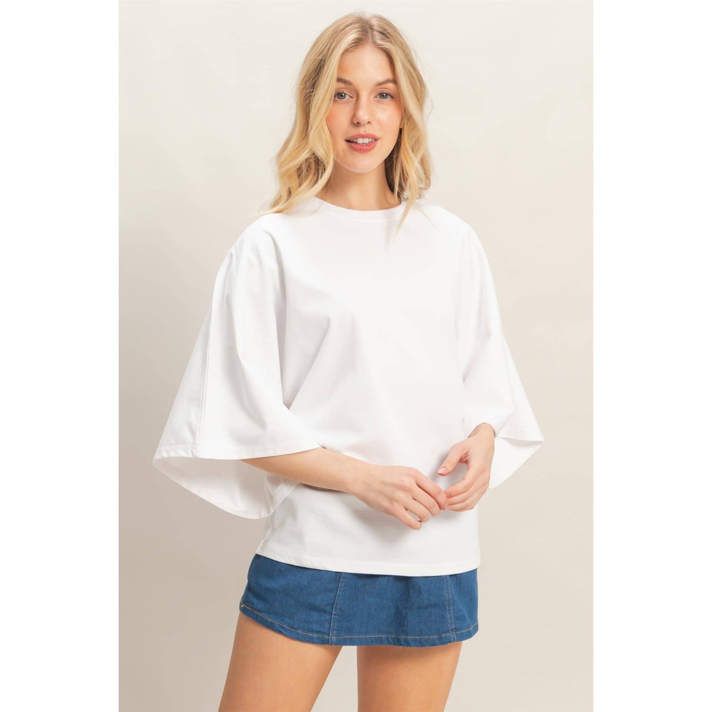 Crew Neck 3/4 Sleeve Top