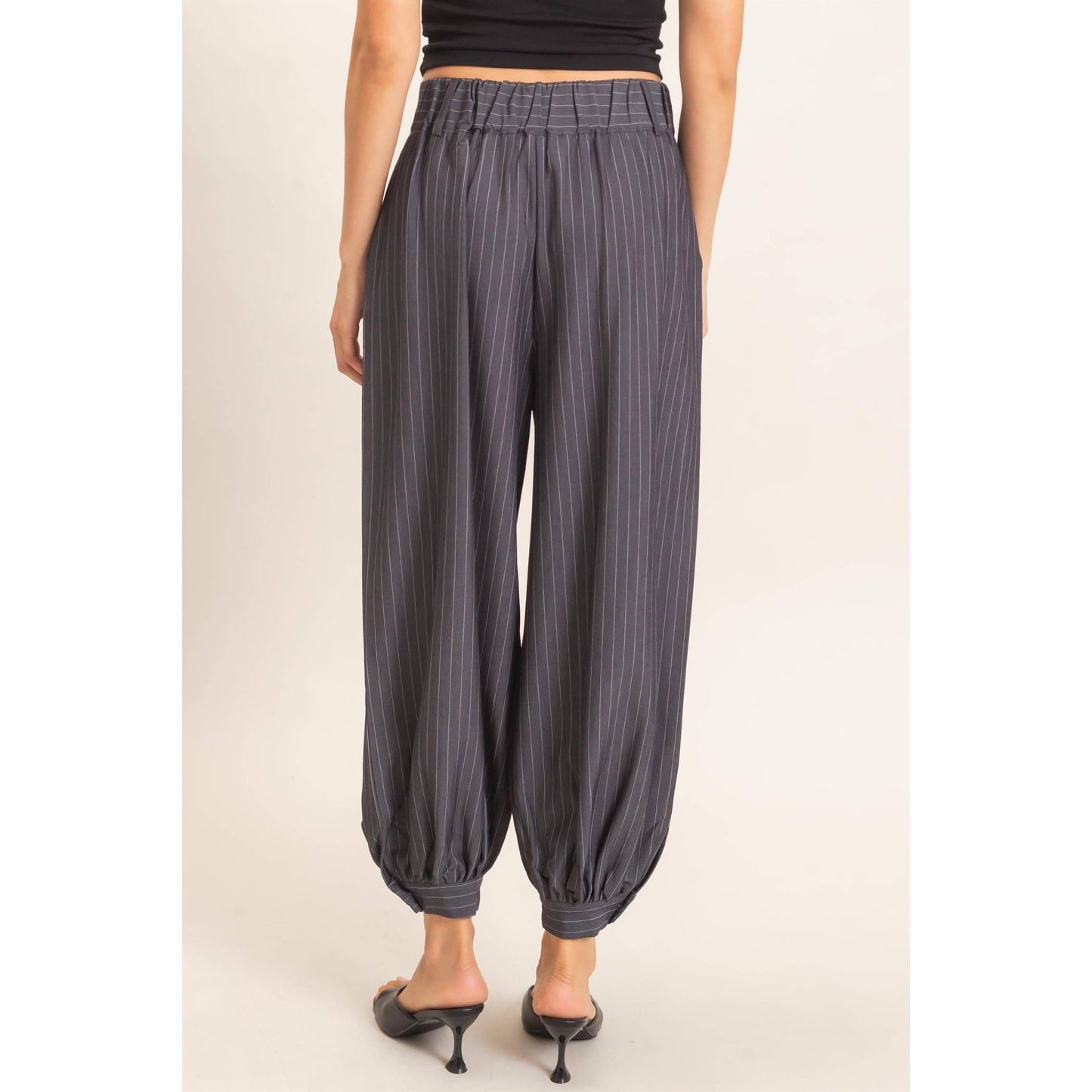 Pinstripe High-Waist Trousers