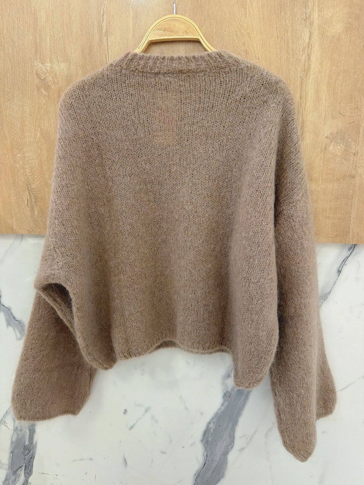 Round-neck pullover in kid mohair & wool - Made in Italy