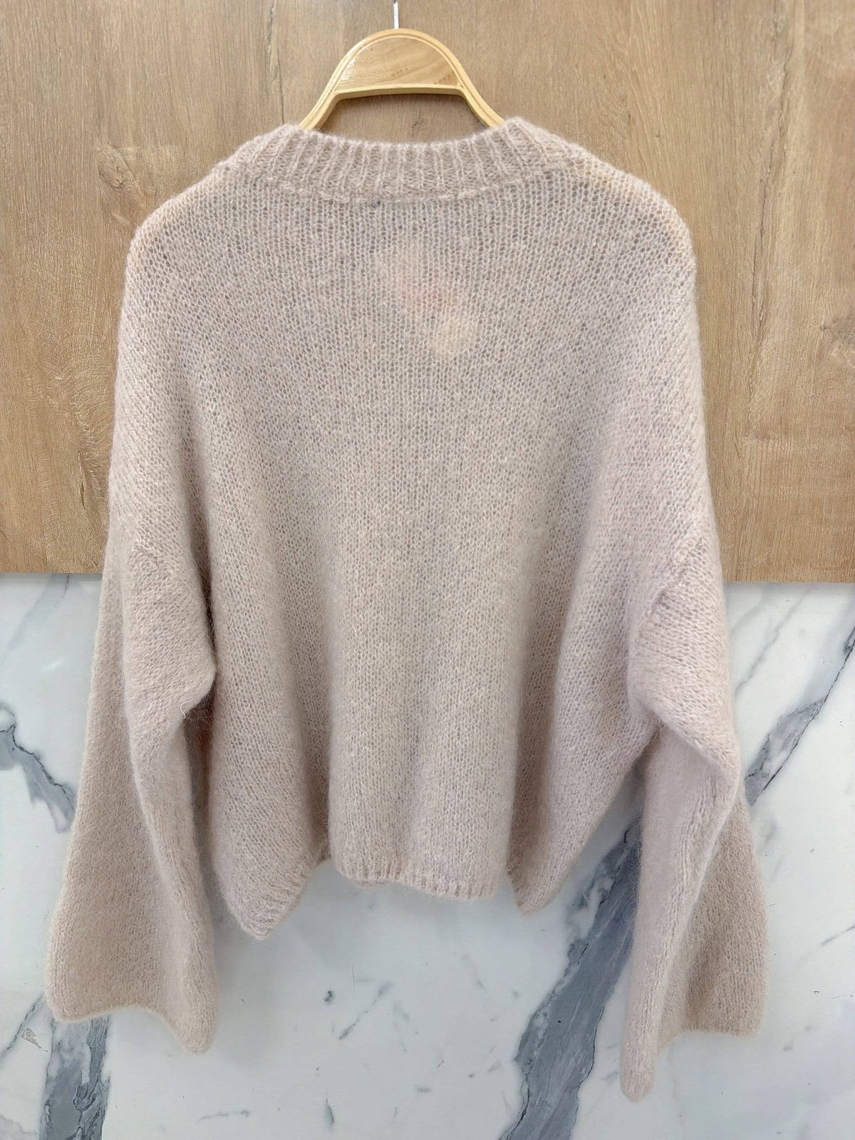 Round-neck pullover in kid mohair & wool - Made in Italy