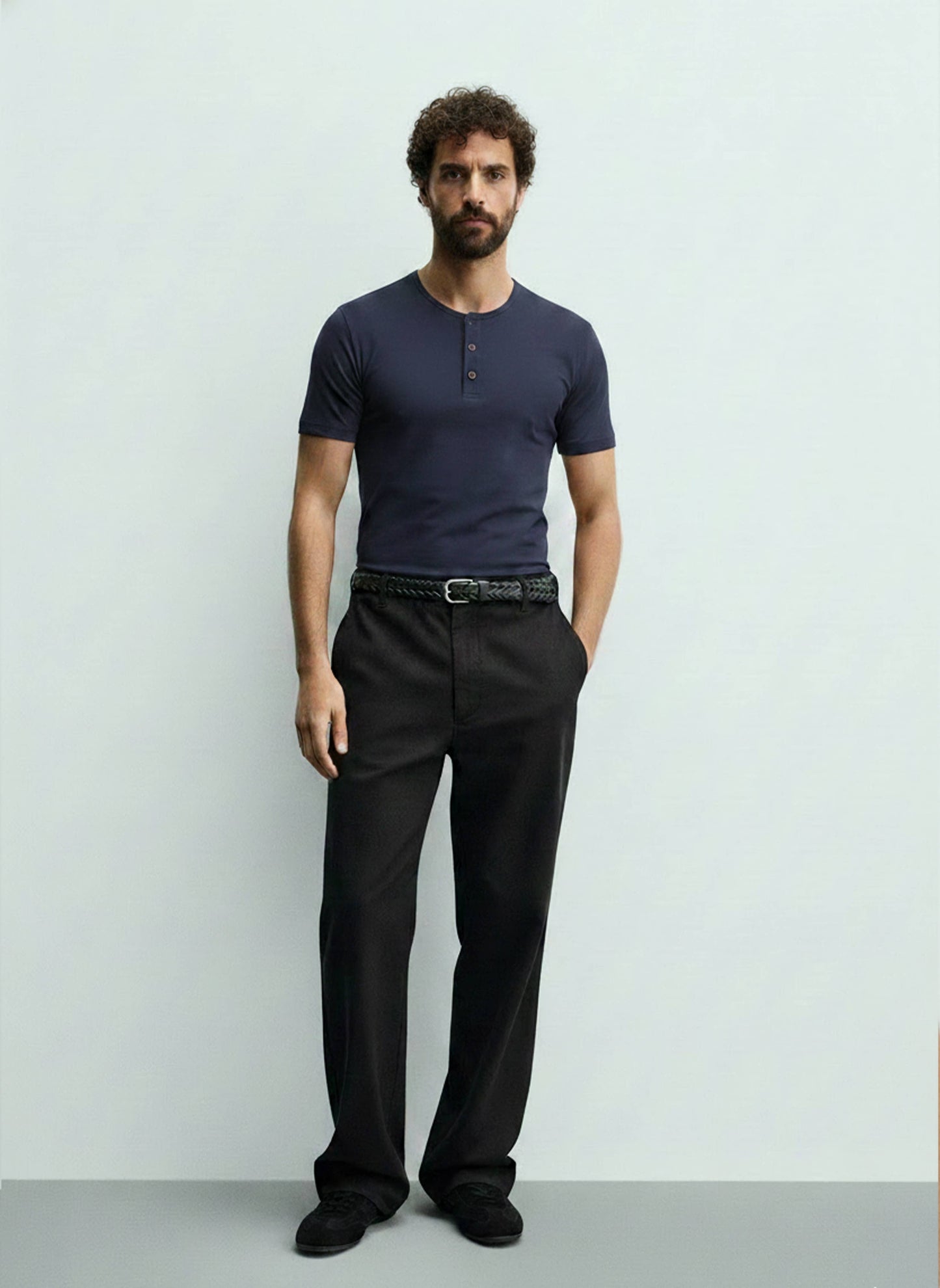 Men's Henley Short Sleeve Cotton T-Shirt