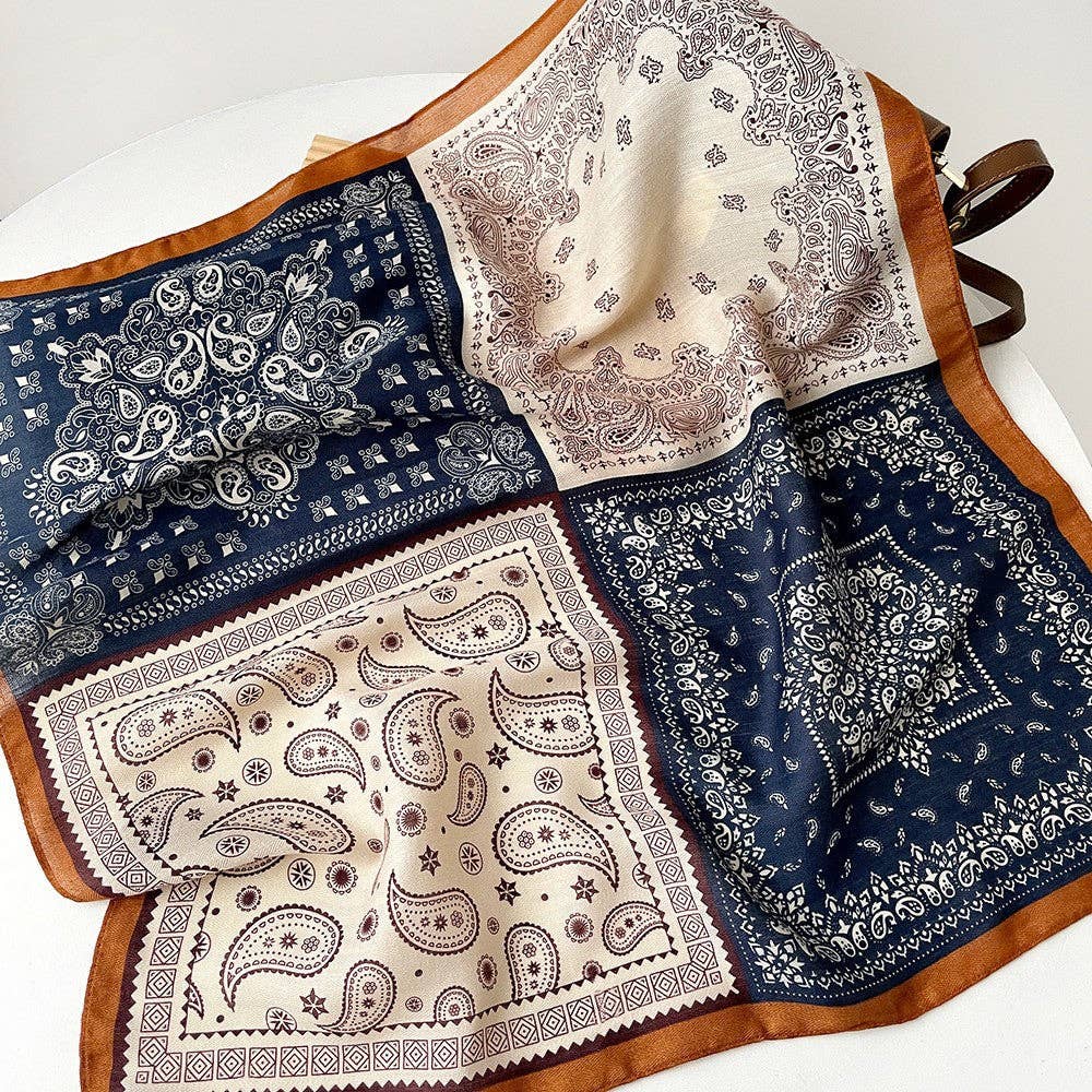 Splicing Print Vintage Square Silk Scarf MK2BLW6W6NSI125