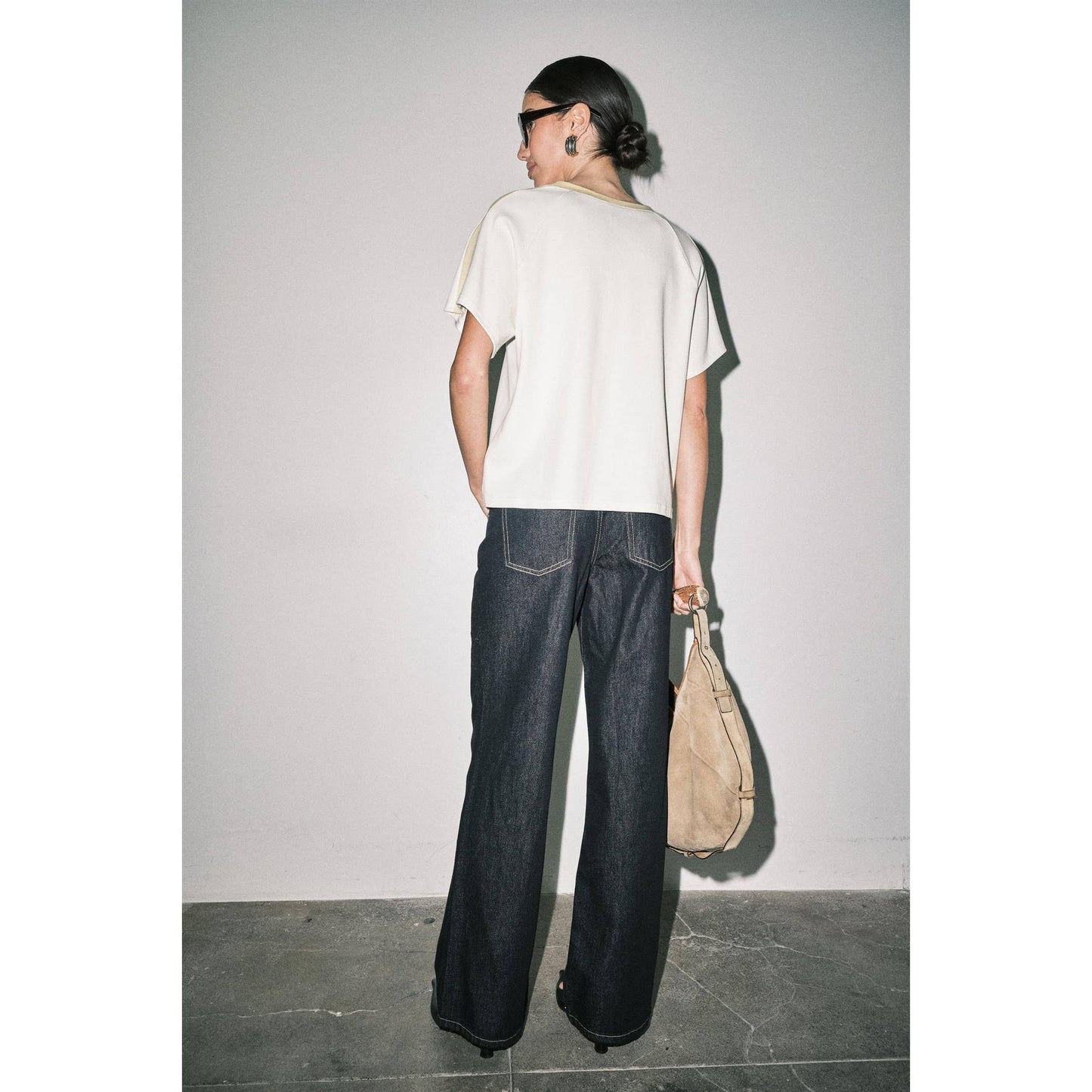 Ruth Sporty V-Neck Short Sleeve Boxy Tee Top