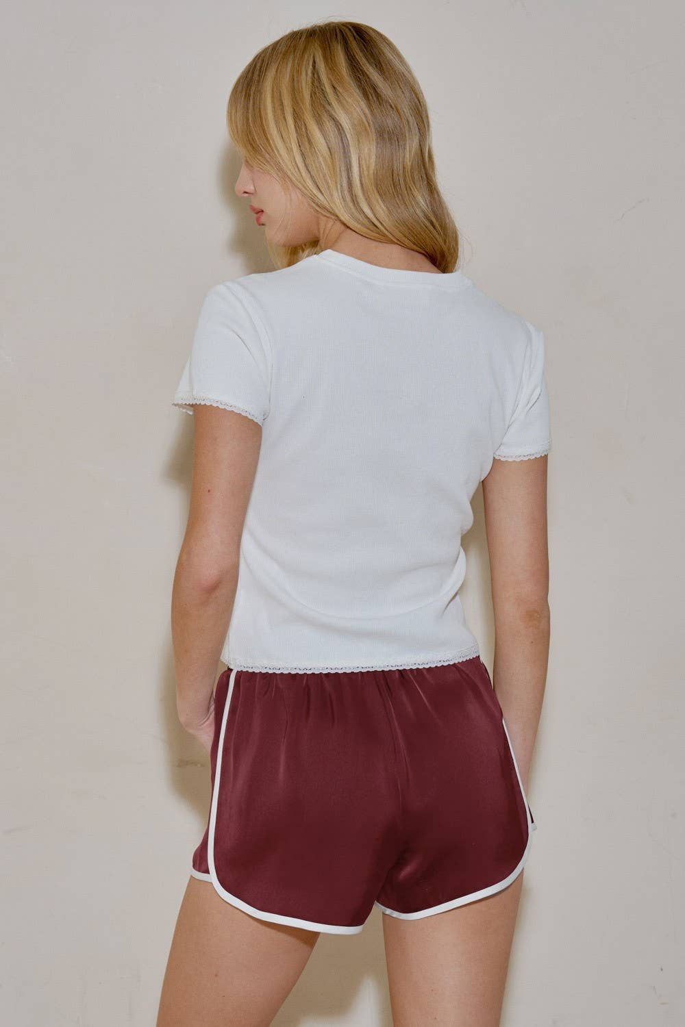 Satin Dolphin Shorts with stripe