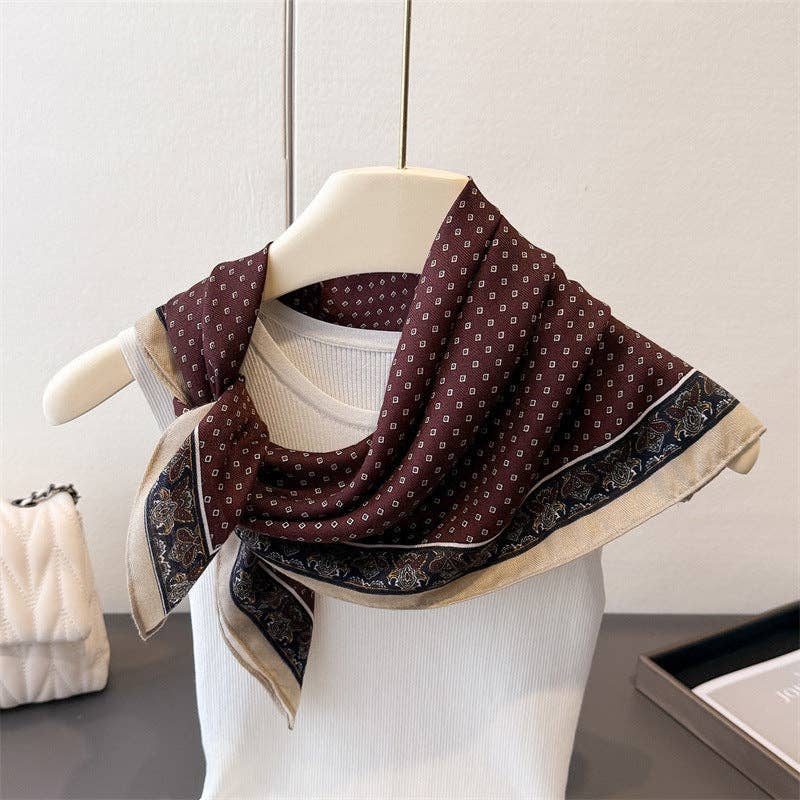 Splicing Print Vintage Square Silk Scarf MK2BLW6W6NSI125