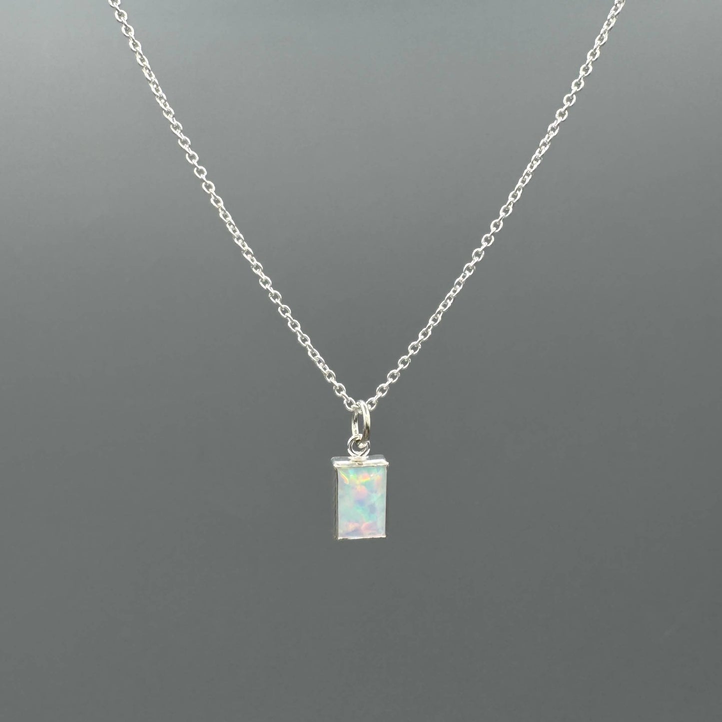 Small Rectangle Opal Necklace