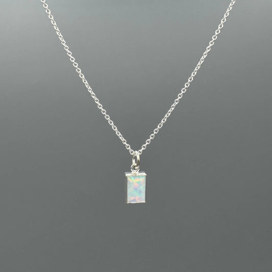 Small Rectangle Opal Necklace