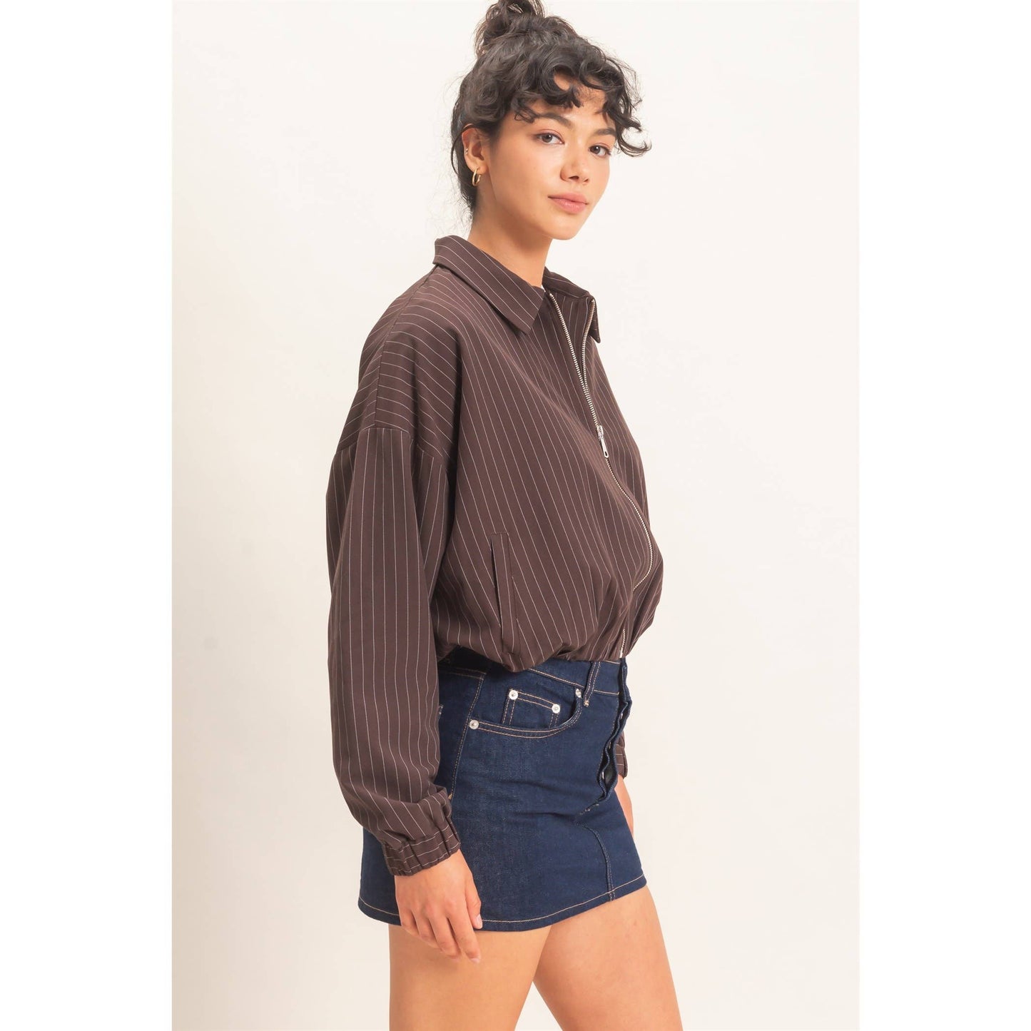 Pinstripe Bubble Hem Jacket