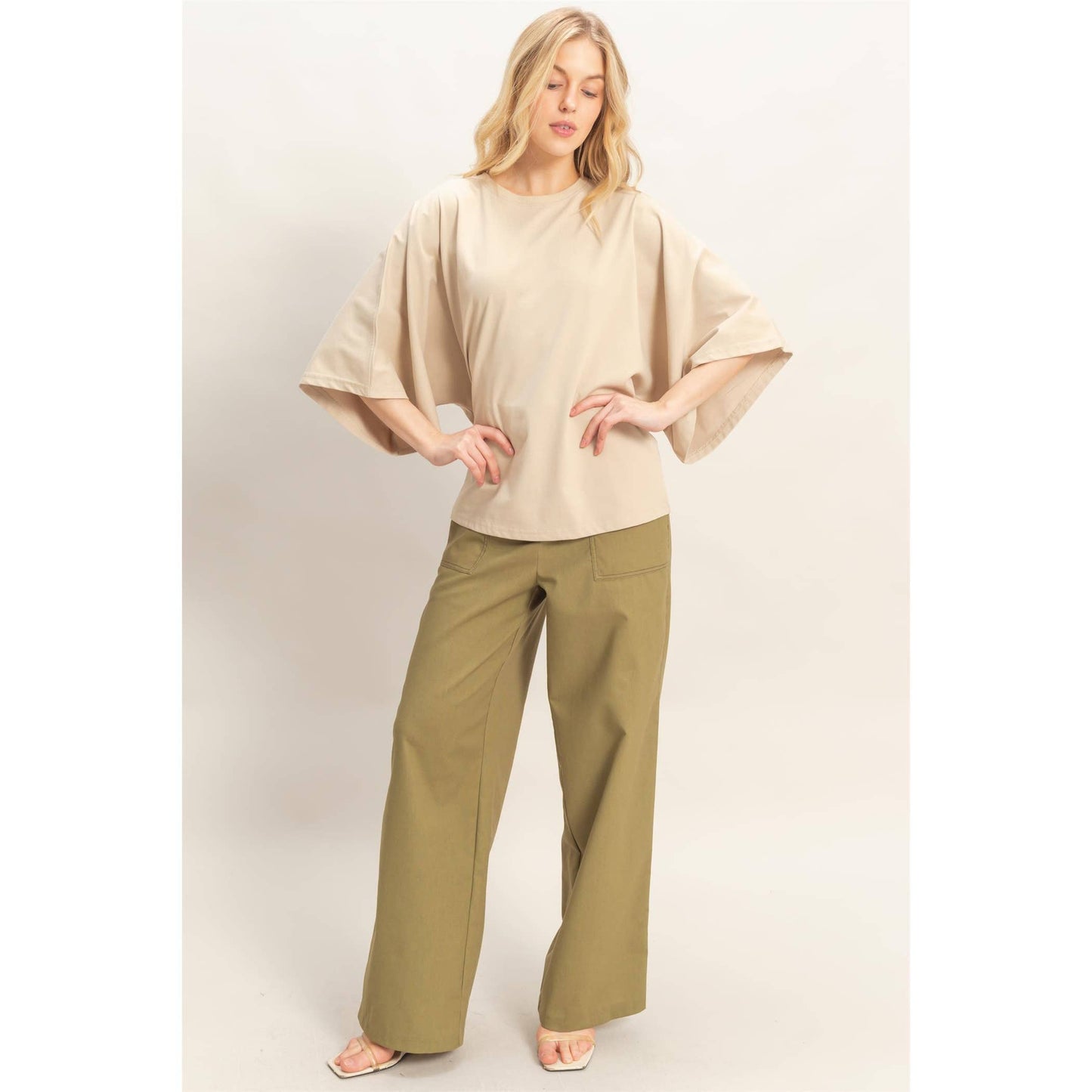 Crew Neck 3/4 Sleeve Top
