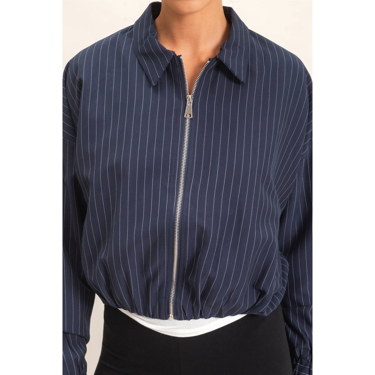 Pinstripe Bubble Hem Jacket