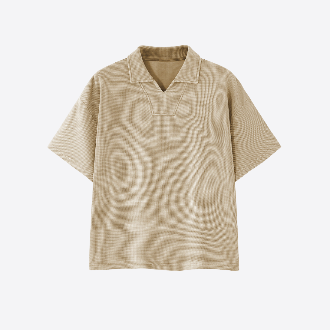 Unisex  290g Heavy Waffle Snow Wash V-Neck Polo
