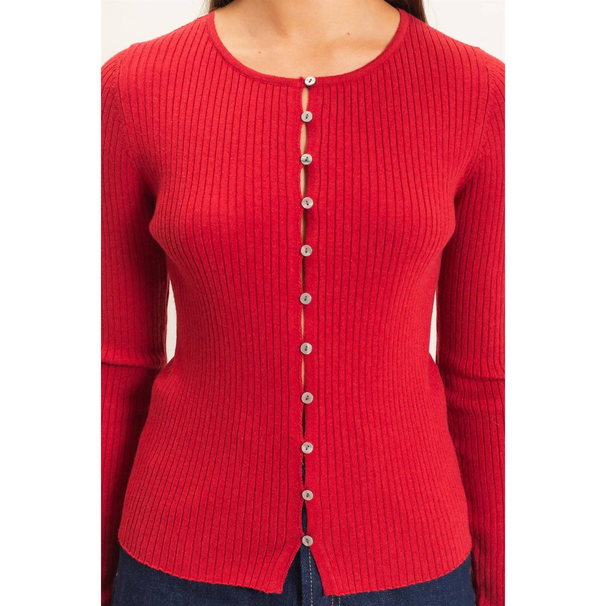 Ribbed Button Front Cardigan