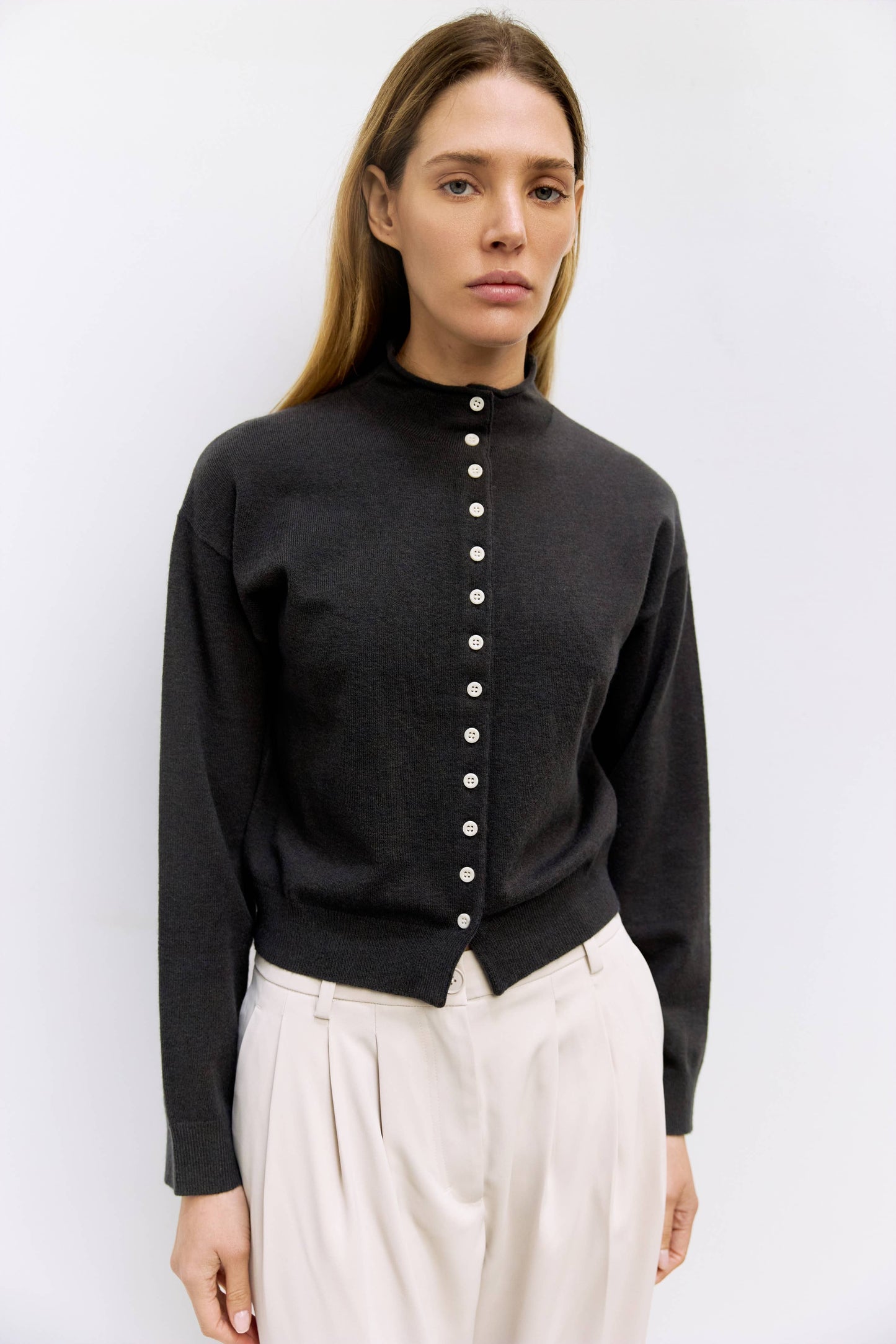 The Brooks Cardigan | High Neck Cardigan