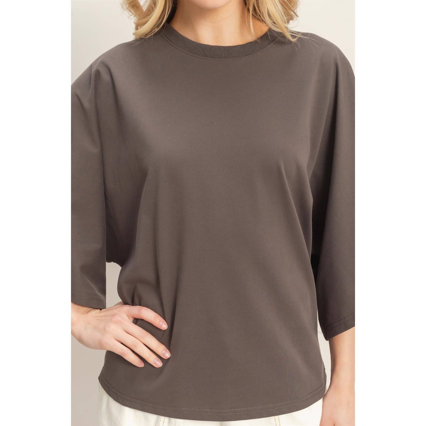 Crew Neck 3/4 Sleeve Top