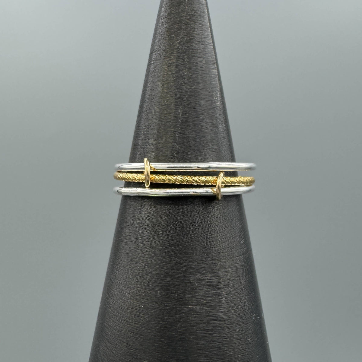 Two Tone Linked Sparkle Stacking Rings