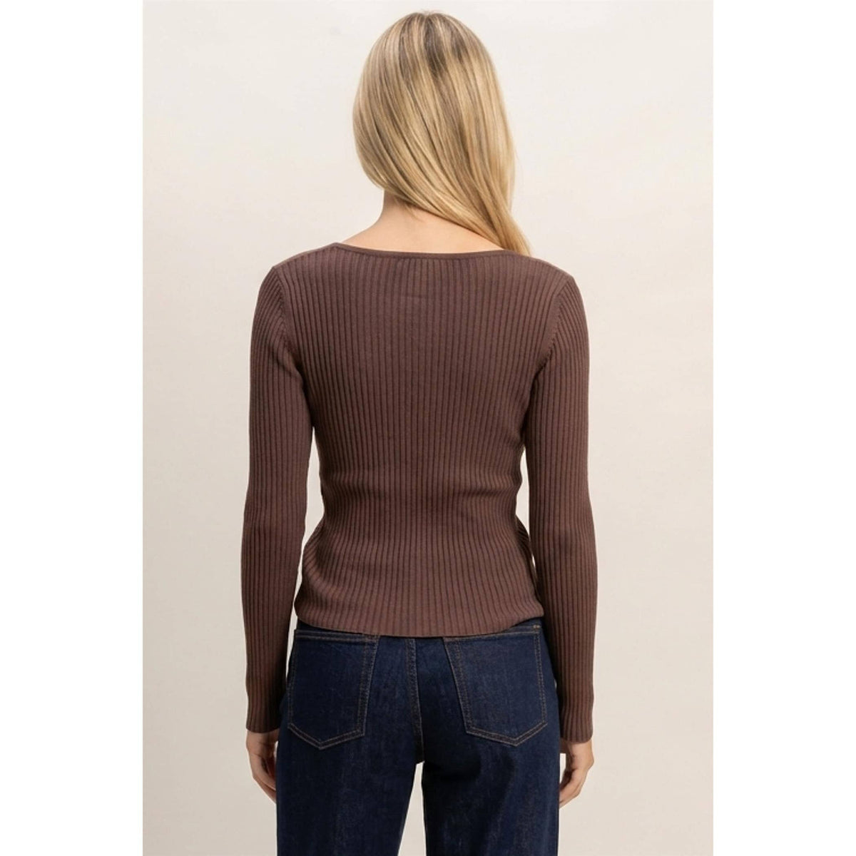 Ribbed Button Front Cardigan