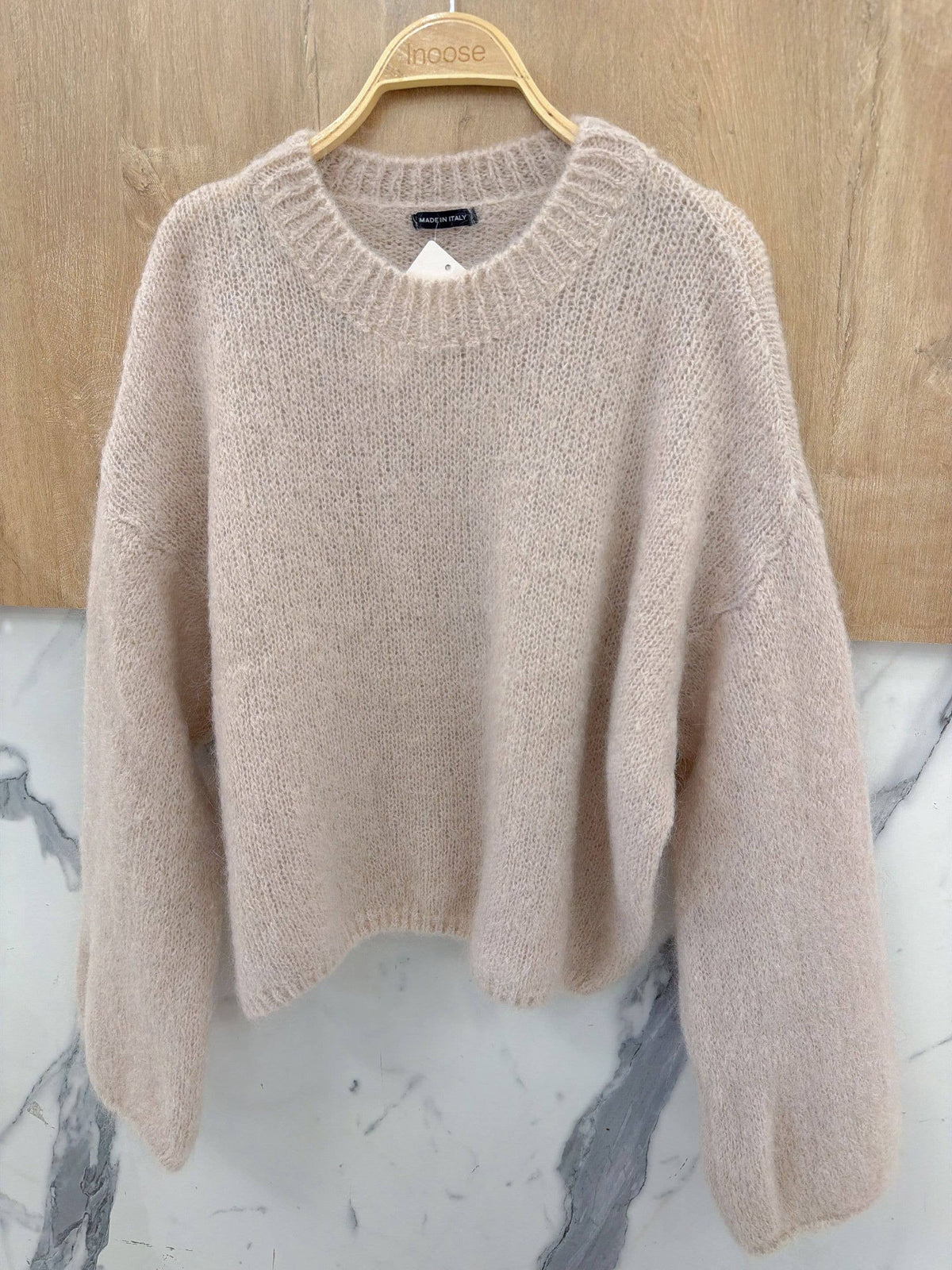 Round-neck pullover in kid mohair & wool - Made in Italy