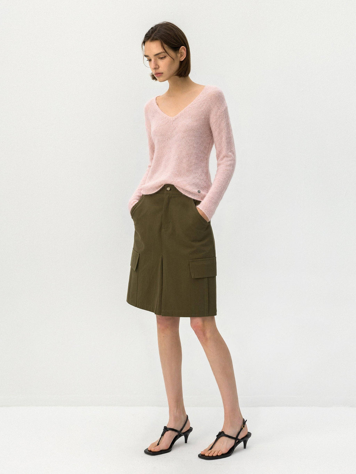 CUBIC Mohair Wool V-Neck Knit Top