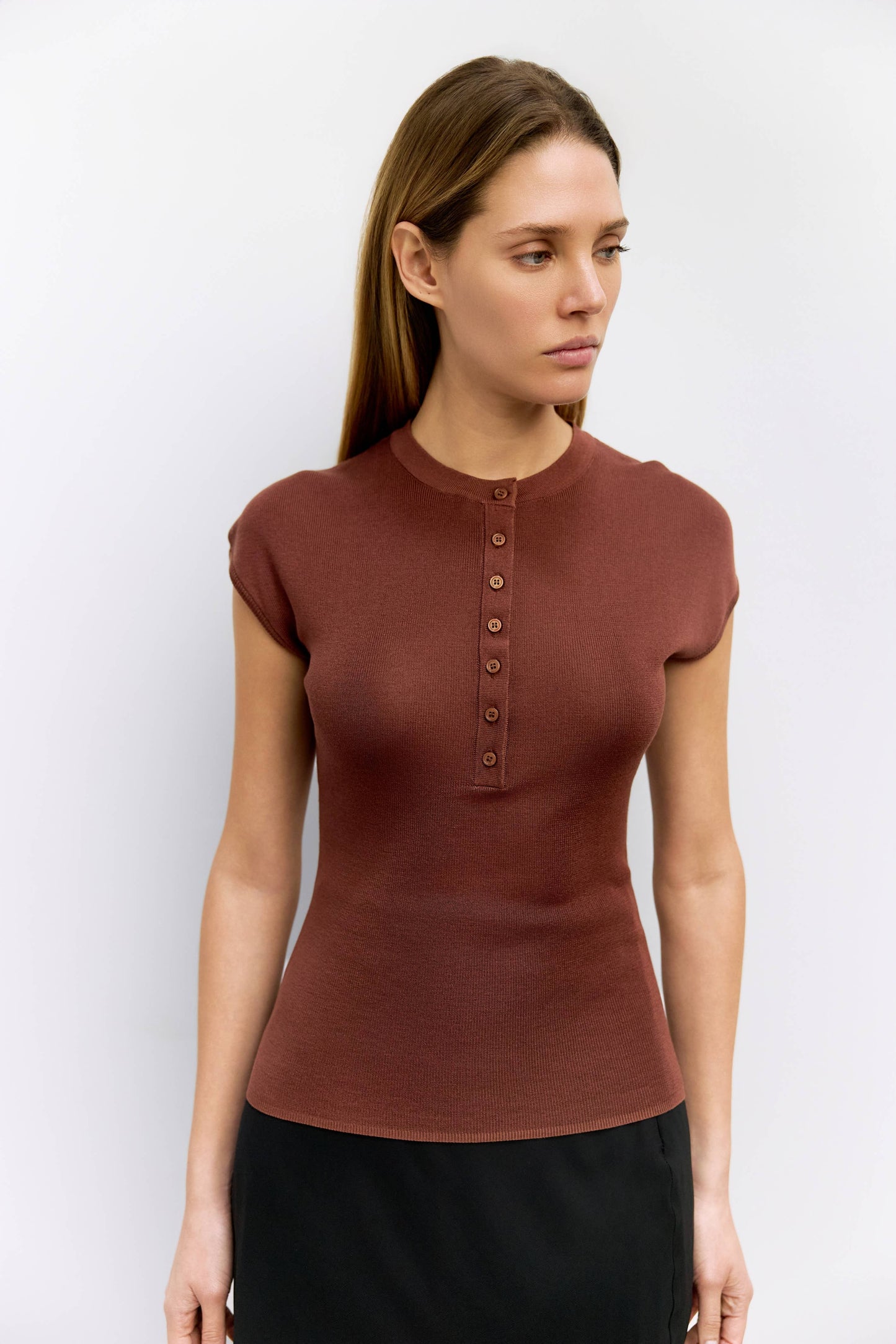 The Sharon Top | Half Button Knit Top