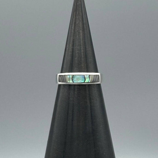 sterling Silver Abalone Rectangle Stone Inlay Ring