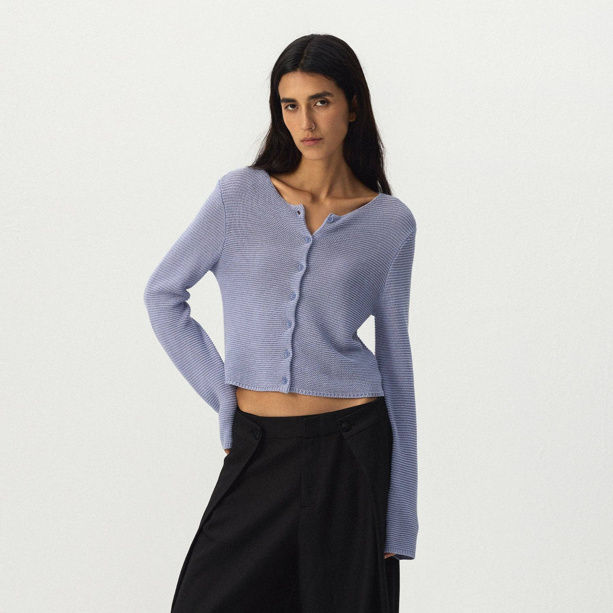 CUBIC Scoop Neck Button Knit Cardigan