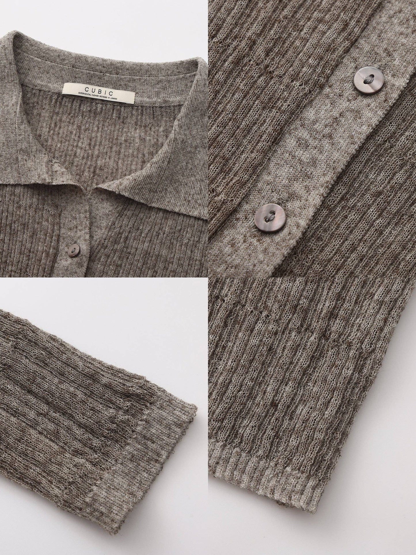 CUBIC Linen Collared Long-Sleeved Knit Sweater