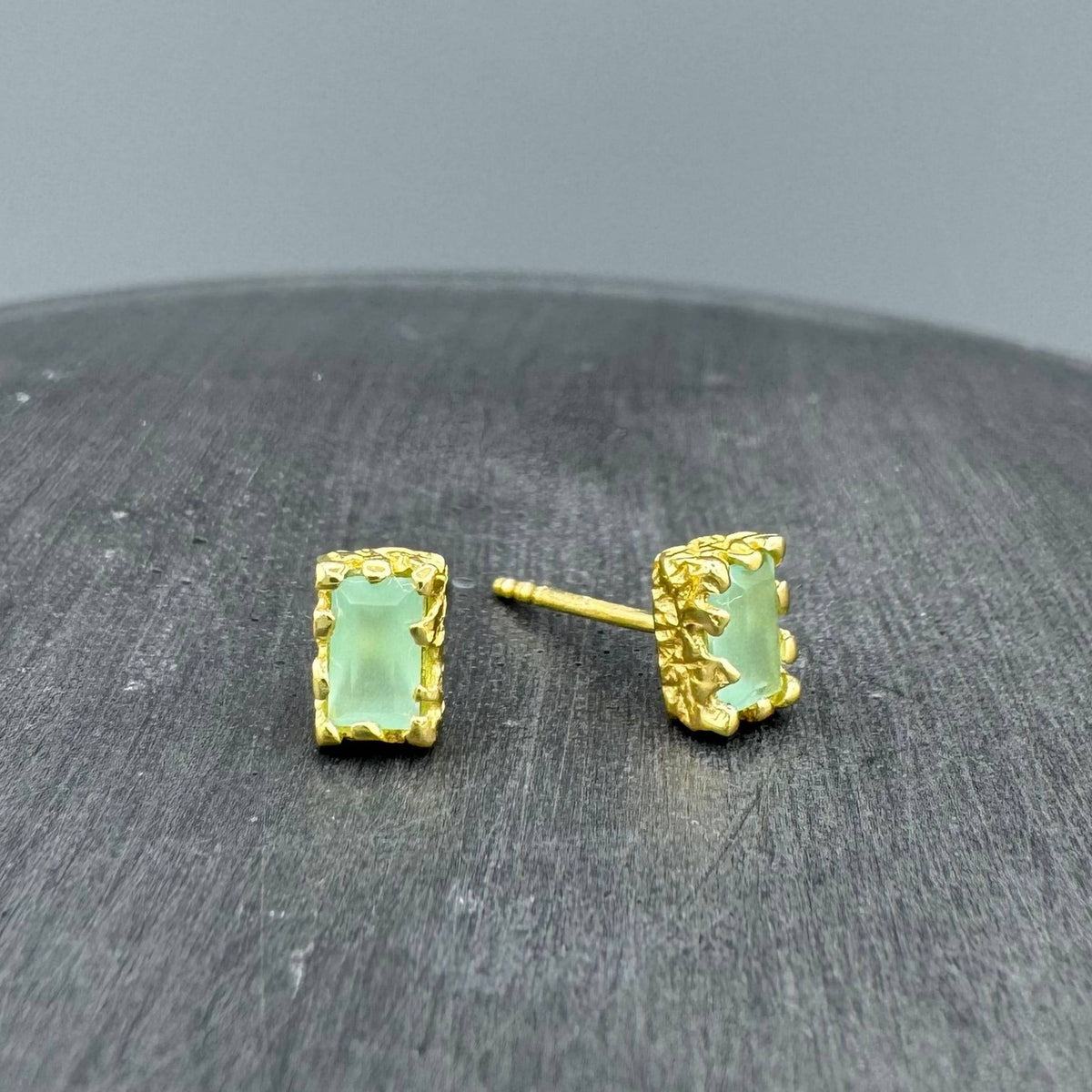 Molten Rectangle Bezel Stone Studs