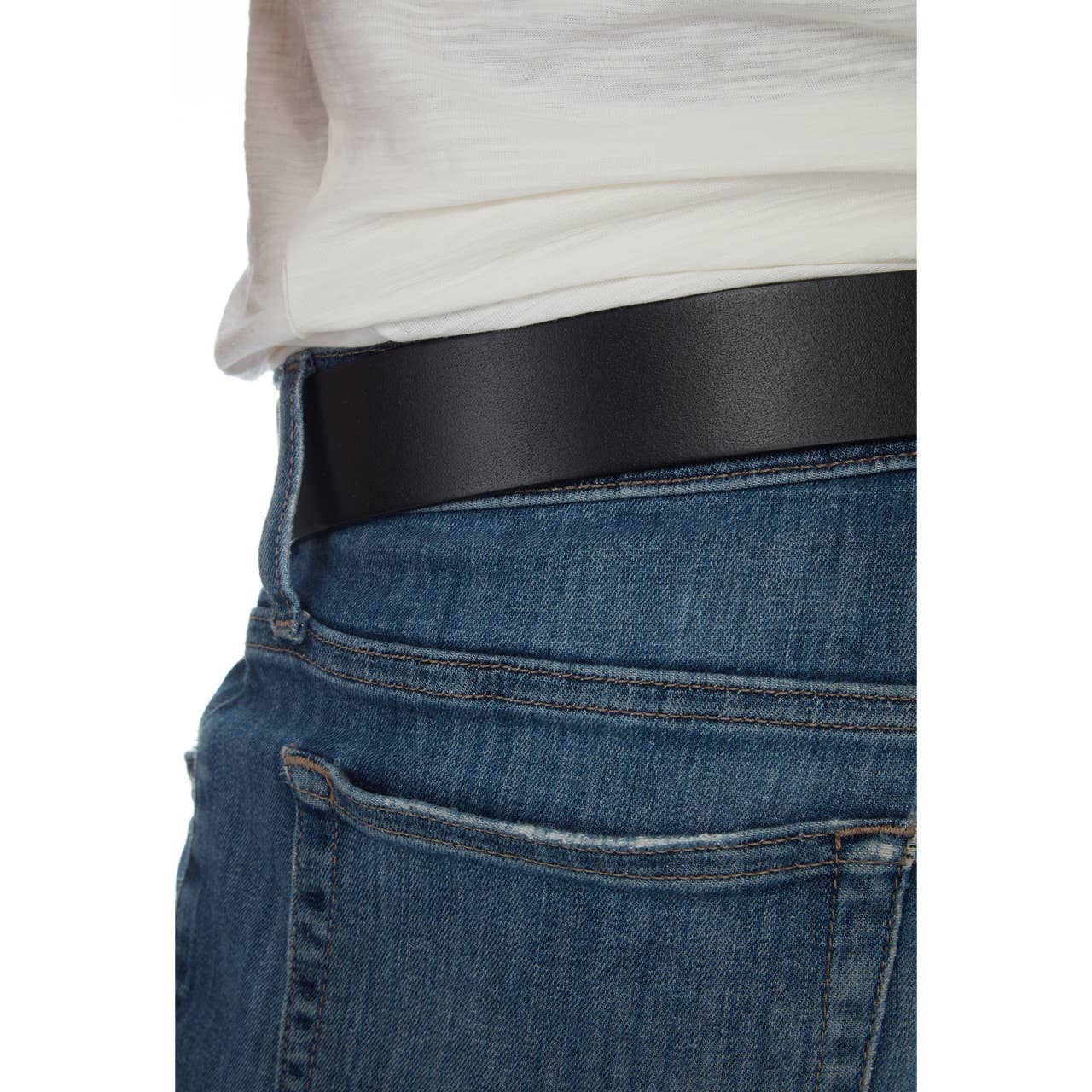 Nick Buffalo Leather Durable Solid Belt - BLACK - 4 CM
