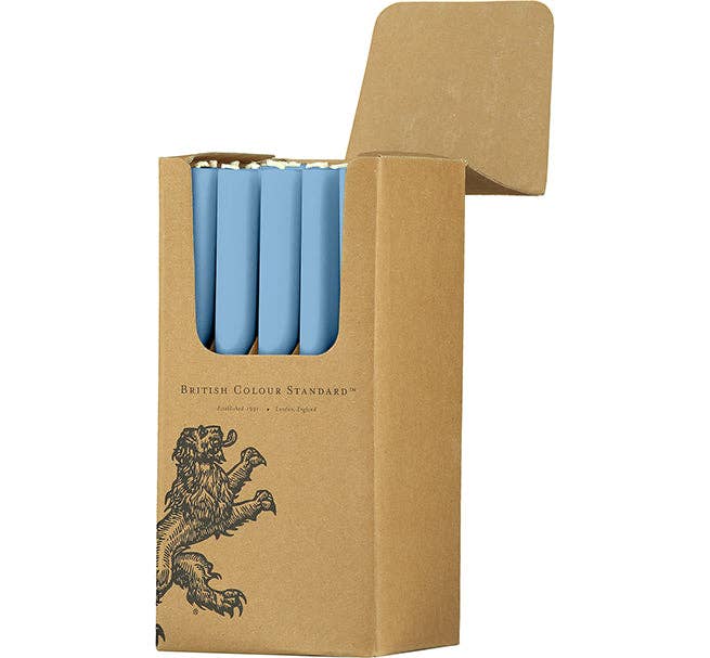 Blue stick candle BRITISH COLOUR STANDARD - 25cm / 10'' H Pompadour Eco Dinner Candles