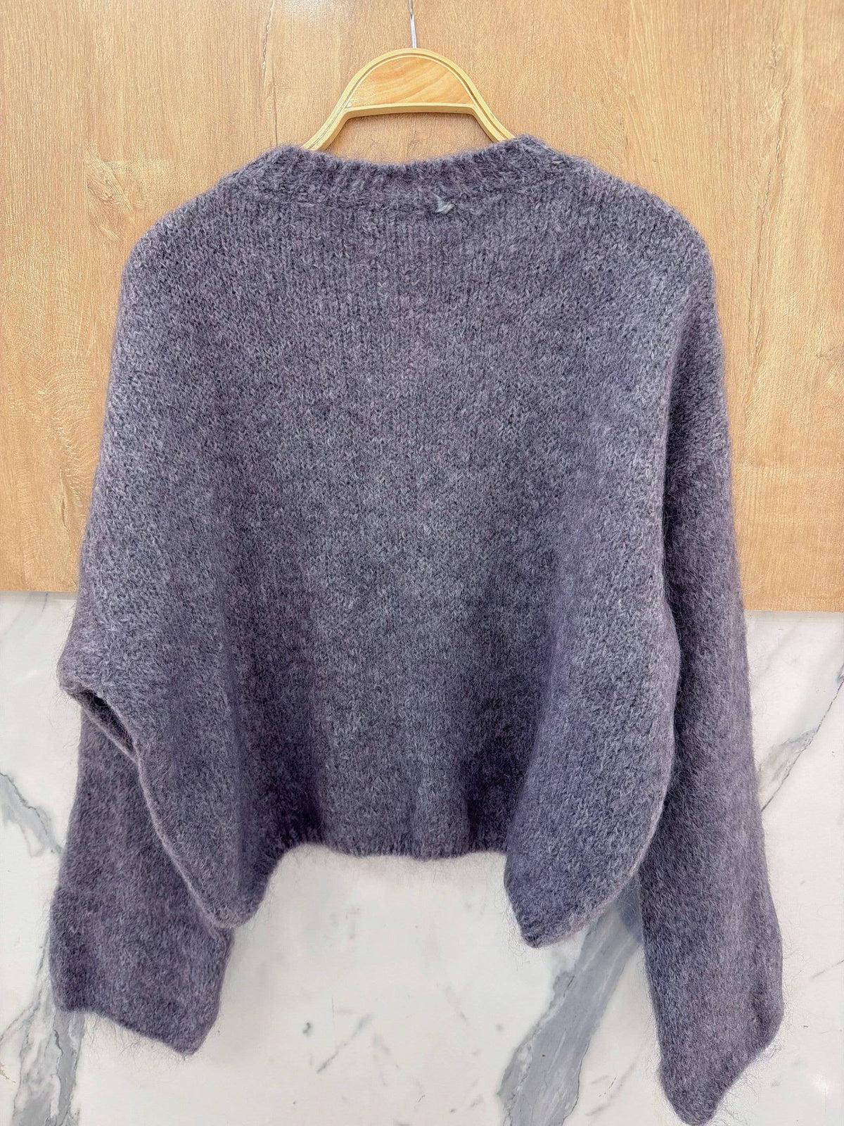 Round-neck pullover in kid mohair & wool - Made in Italy