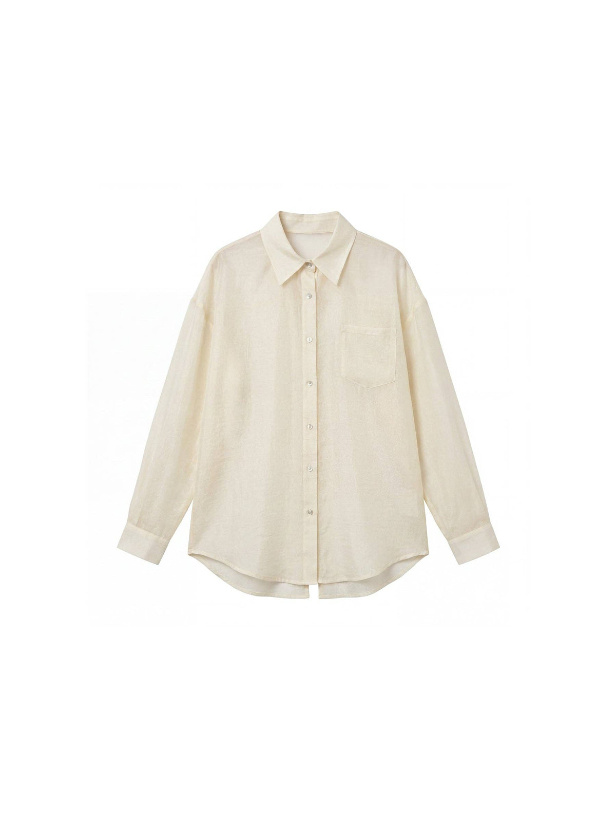 CUBIC Lyocell Oversized Sheer Button-Down Shirt