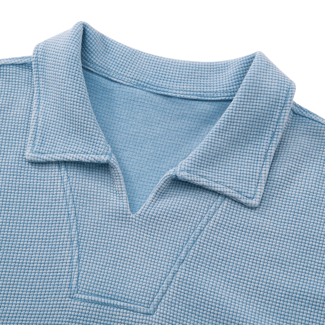 Unisex  290g Heavy Waffle Snow Wash V-Neck Polo