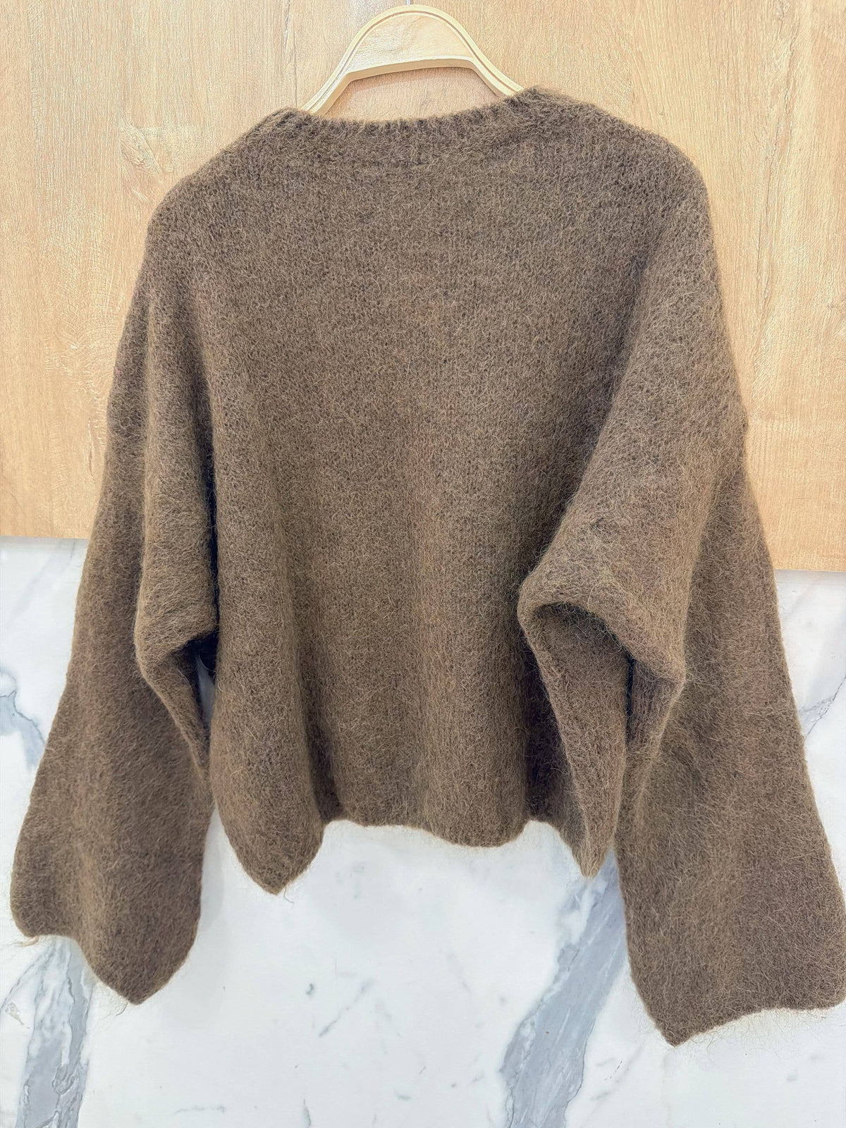 Round-neck pullover in kid mohair & wool - Made in Italy