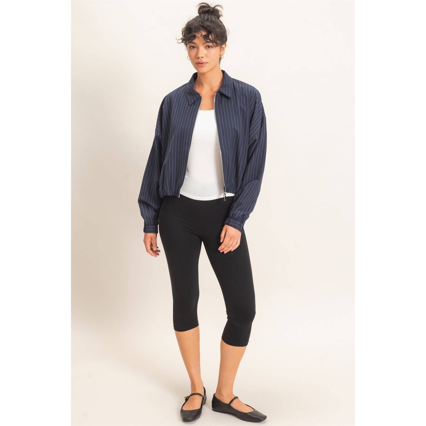 Pinstripe Bubble Hem Jacket